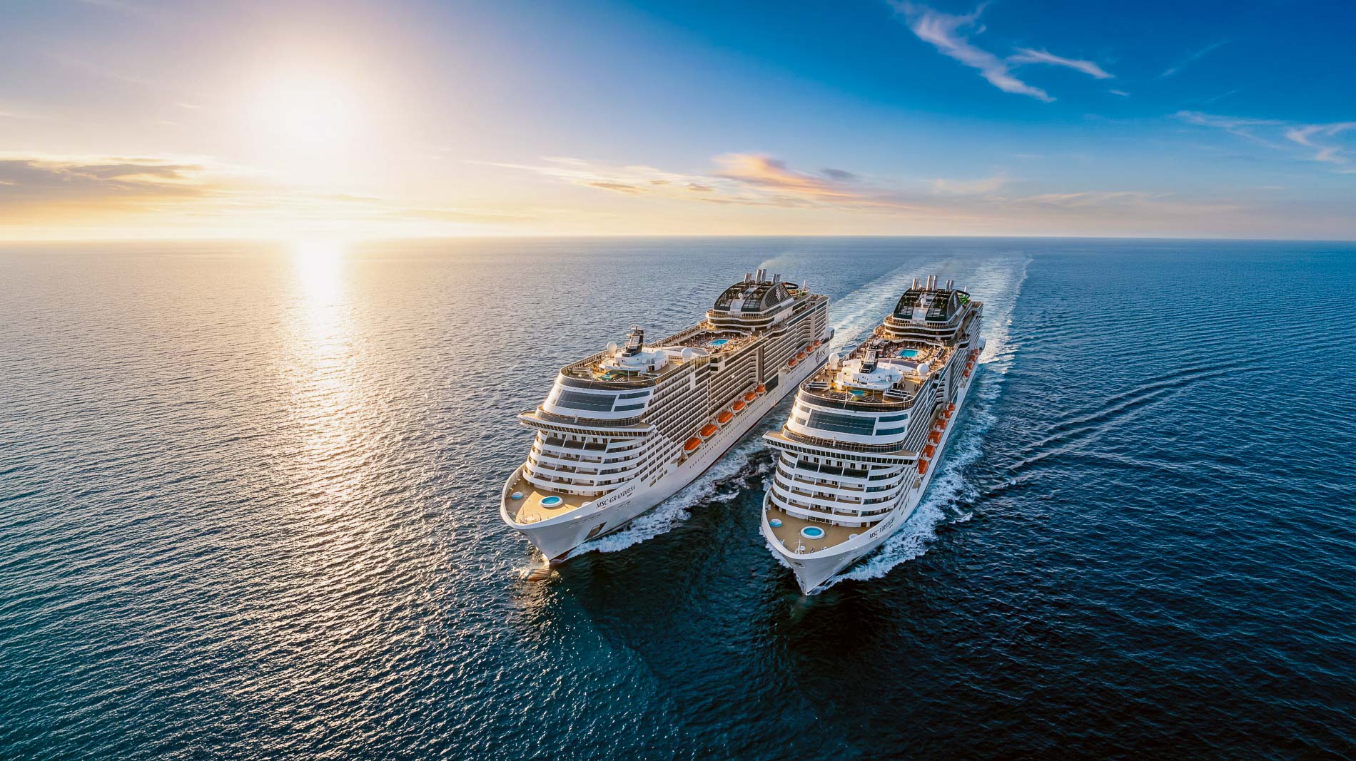 MSC cruise ships at sea